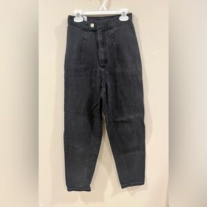 Vintage Cap Ferrat "Save the Planet" High Waisted Tapered Mom Jeans - Black Wash